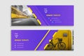 banner ,Templates of colored vector horizontal web banners with arrows and a place for a photo Royalty Free Stock Photo