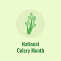Green color celery logo icon vector. National Celery Month poster design concept. Vector Illustration Royalty Free Stock Photo
