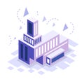 buildings with isometric style design vector