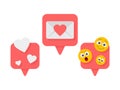 Social media like, emojis, comments and followers illustration.