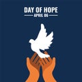 Vector Icon of a dove and a pair of hands, Day of Hope Design Concept, suitable for social media post templates, posters, greeting Royalty Free Stock Photo