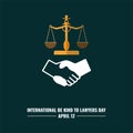 Court Scales Vector Icon, and Shaking Hand Icon, International Be Kind to Lawyers Day Design Concept, suitable for social media po
