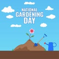 Planting Illustration Vector, National Gardening Day Design Concept, perfect for social media post templates, posters, greeting ca Royalty Free Stock Photo