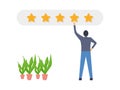 People characters giving five star feedback, Reviews stars good and bad rate