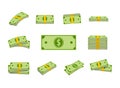 Paper Money Vector Set, Dollar Bill Bundle, Cash Stacks