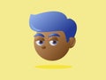 3d blue haired boy in yellow background