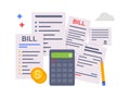 Pay bills and tax. Payment of utility, bank, restaurant and other Royalty Free Stock Photo