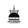 Silhouette city burger design logo restaurant