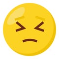 Persevering face expression character emoji flat icon.