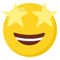 Star struck face expression character emoji flat icon.