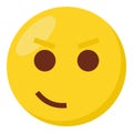 Smirking face expression character emoji flat icon.