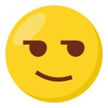 Smirking face expression character emoji flat icon.