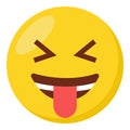 Squinting face expression character emoji flat icon.