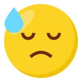 Downcast face expression character emoji flat icon.