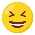Happy laugh face expression character emoji flat icon.