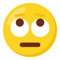 Rolling eyes face expression character emoji flat icon.