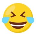 Happy laugh face expression character emoji flat icon.