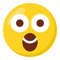 Astonished face expression character emoji flat icon. Royalty Free Stock Photo