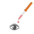 Illustration of instillation of eyes with a pipette on a white background