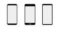 Digital devices icons: line of smartphones with button isolated on white background. Vector design set element illustration Royalty Free Stock Photo