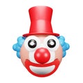 Clown joker 3d rendering isometric icon.
