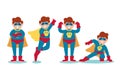 collection super hero kids character isolated