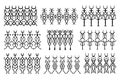 Assorted spooky cemetery fence silhouettes. Scary, haunted and spooky fence elements
