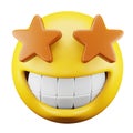 Star struck emoji face 3d rendering isometric icon.