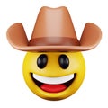 Cowboy emoji face 3d rendering isometric icon.