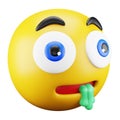 Drooling emoji face 3d rendering isometric icon. Royalty Free Stock Photo
