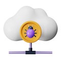 Cloud bug 3d rendering isometric icon. Royalty Free Stock Photo