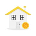 House and golden dollar isolated icon.