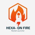 HEXA-ON FIRE Rocket Launcher Logo Vector Royalty Free Stock Photo