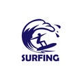 illustration of surfing design logo vector. Royalty Free Stock Photo