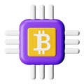 Bitcoin cpu mining 3d rendering isometric icon. Royalty Free Stock Photo