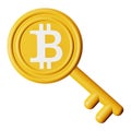 Bitcoin private key 3d rendering isometric icon.