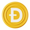Dogecoin 3d rendering isometric icon.
