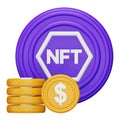 Nft expensive token 3d rendering isometric icon.