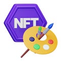 Nft art 3d rendering isometric icon. Royalty Free Stock Photo