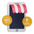 Nft market 3d rendering isometric icon. Royalty Free Stock Photo