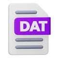 Dat file format 3d rendering isometric icon.