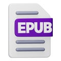 Epub file format 3d rendering isometric icon.