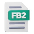 Fb2 file format 3d rendering isometric icon.