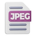 Jpeg file format 3d rendering isometric icon.