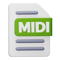 Midi file format 3d rendering isometric icon.