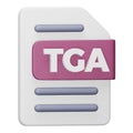 Tga file format 3d rendering isometric icon.