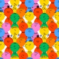 Diverse colorful children people crowd seamless pattern illustration Royalty Free Stock Photo