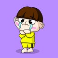 illustration art cute standing baby crying character art