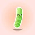 Cute Green Cucumber Sticker. Gradeient Art Illustration Royalty Free Stock Photo