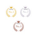 Gold, silver and bronze 1st, 2nd and 3rd ranking icon set stock illustration
